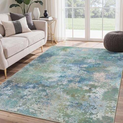 BEIMO 7'6"x9'6" Area Rugs for Bedroom, Blue Green Washable Abstract Rug