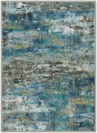 BEIMO 10x14 Faded Teal Abstract Area Rug, Washable Non-Slip for Bedroom