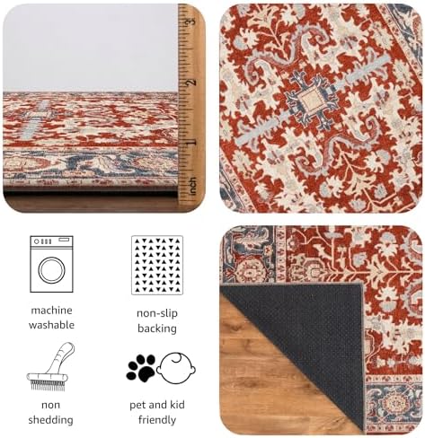 Keen Home Design Vintage Washable Runner Rug, Non-Slip Low Pile, 2x7
