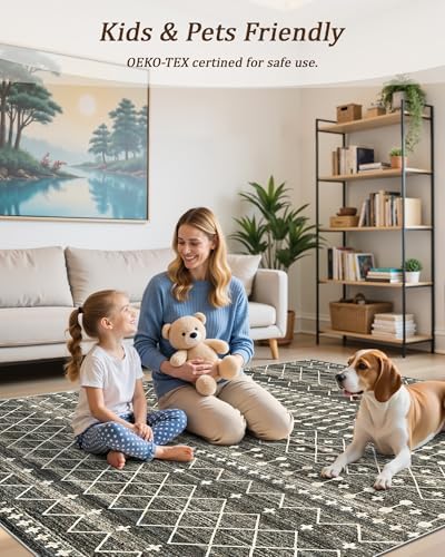Miukiki 3x8 Washable Runner Rug Hallway Soft Non Slip Indoor Rug Black