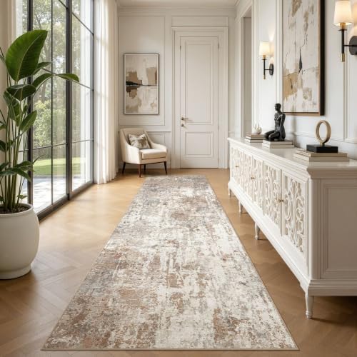 LOONGRUG Runner Rug 3x10 Washable Non-Slip Kitchen Neutral Modern Rug