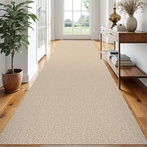 EARTHALL Washable Runner Rug, Non Slip Hallway Runner, 3x16 Ft, Sand/Beige
