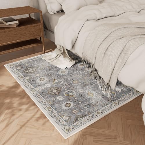 Machine Washable Small Rugs for Entryway: Door Mat Indoor Entrance 2x3 Boho Throw Rug Stain Resistant Non-Slip Low Pile Soft Carpets for Kitchen Front Door Indoor Entrance Entry Bedroom Nursery