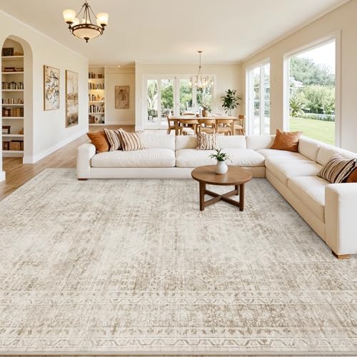 Area Rugs 9x12 Living Room: Bedroom Neutral Washable Carpet Brown