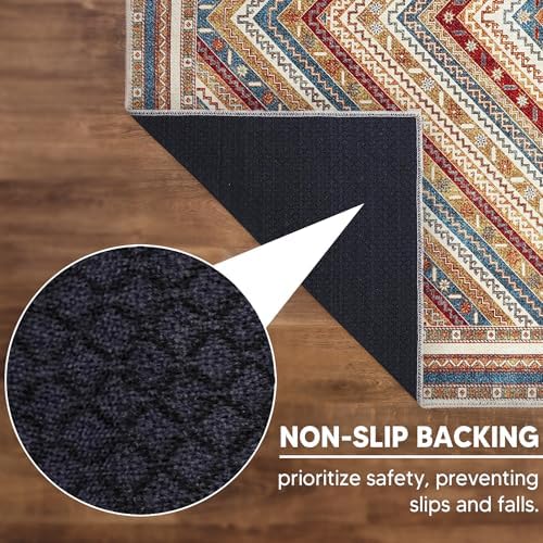 Keen Home Design Vintage Washable Entryway Rug, Non-Slip Low Pile, 3x5