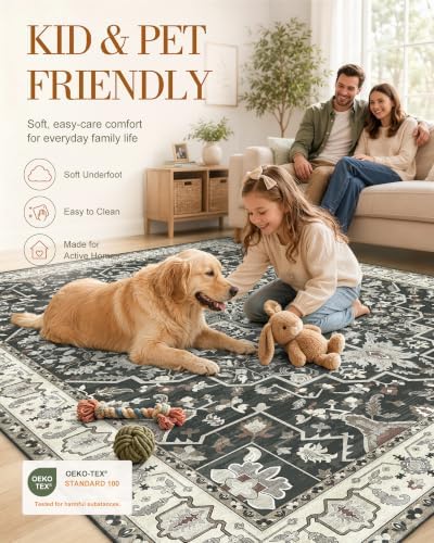 OLANLY 3x5 Washable Accent Rug, Soft Non Slip Carpet for Entryway Bedside