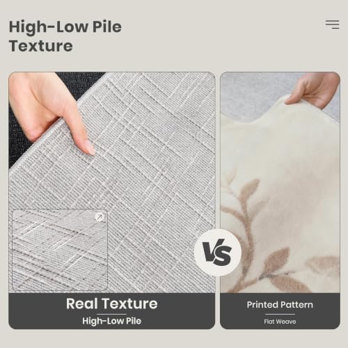 Valenrug Washable Rugs 5x7, High-Low Pile Area Rugs for Living Room, Grey