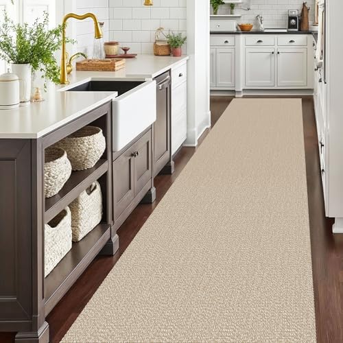 EARTHALL Washable Runner Rug, Non Slip Hallway Runner, 3x20 Ft, Sand/Beige