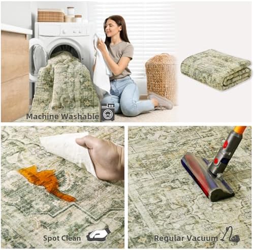 3x5 Washable Area Rug for Bedroom: Entryway Rug Non Slip Small Throw Carpet