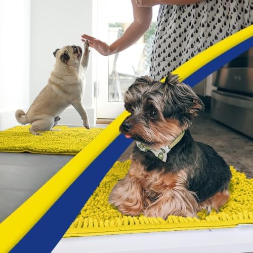 Muddy Mat® | Super Water Absorbent Door Mat Indoor, Microfiber Quick Dry Chenille Entryway Rug,Slip Resistant Front Door Mat,Indoor Mats for Entryway,Machine Washable Pet Rug, Lemon Yellow 3ft x 8ft