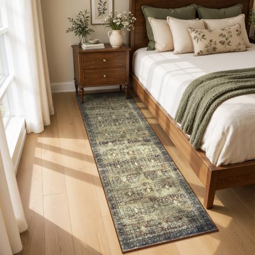 2x6 Area Rugs for Hallways, Brown Washable Non-Slip Kitchen Runner Rug