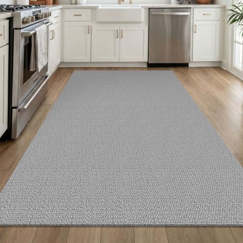EARTHALL Washable Area Rug, Non Slip Entryway Rug, 4x6 Ft, Heather Gray