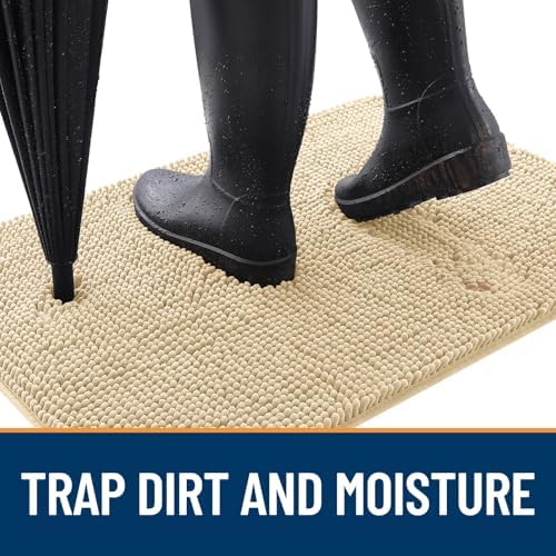 OLANLY Dog Door Mat for Muddy Paws 34x21, Super Absorbent Chenille Mud Mat
