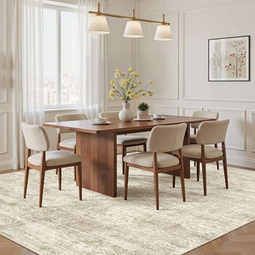 Madane 6x9 Area Rugs for Living Room, Washable Vintage Beige Rug
