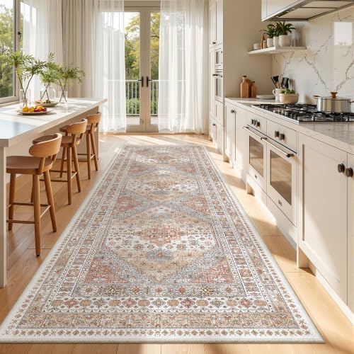 zesthome 3x10 Runner Rug Non Slip,Washable Hallway Runner Rug,Orange