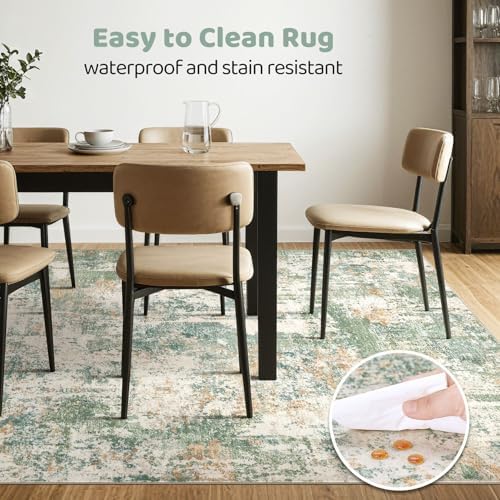 LOONGRUG Area Rug 5x7 Washable Neutral Modern Living Room Rugs Green