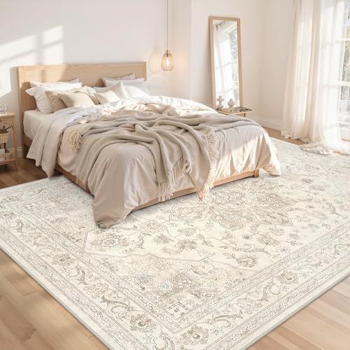 10x12 Area Rugs Living Room: Bedroom Washable Carpet Beige White