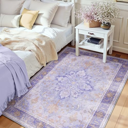 RELEANY Washable Area Rug, 3'x4', Purple