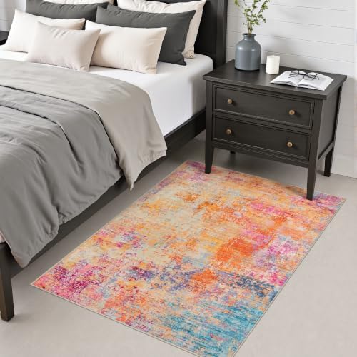 Area Rug Living Room: 3x5 Modern Washable Soft Carpet Galaxy Haze