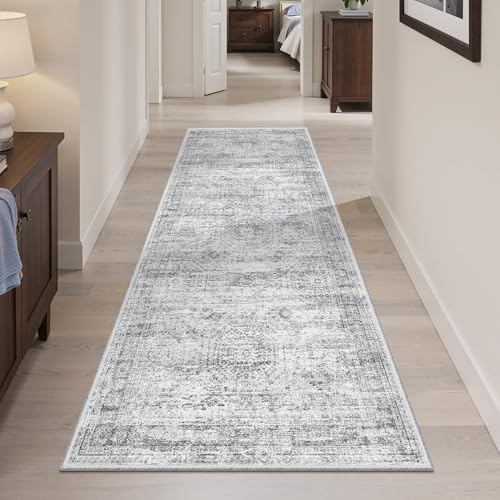 Soalmost Runner Rug 2x5 Washable Non-Slip Kitchen Entry Runners Grey