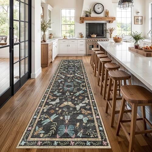 3x12 Washable Runner Rug: 12ft Runners for Hallways Non Slip Kitchen Rug