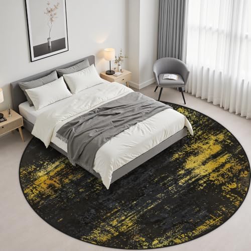 Round Area Rug Living Room: 8 ft Modern Washable Indoor Carpet