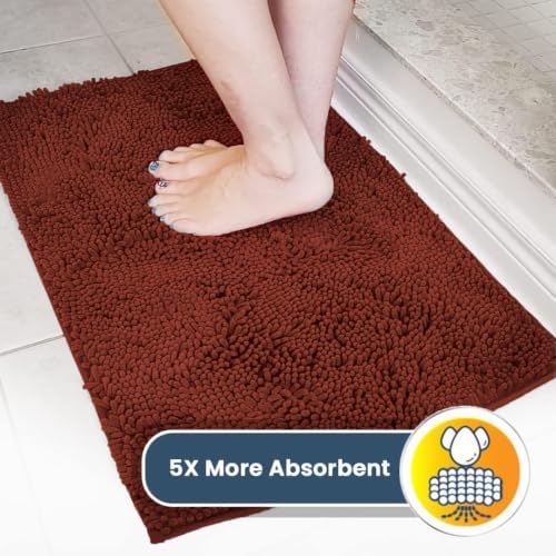 Muddy Mat® | Super Water Absorbent Door Mat Indoor, Microfiber Quick Dry Chenille Entryway Rug, Slip Resistant Front Door Mat, Indoor Mats for Entryway, Machine Washable Pet Rug, Terracotta 19" x 30"