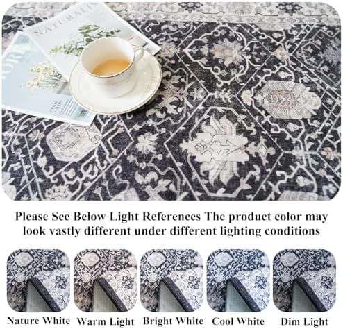 Hallway Washable Runner Rug - 2x10 Kitchen Rugs Entryway Rug Runner Vintage Soft Floor Mat Non Slip Indoor Farmhouse Carpet for Bathroom Living Room Bedroom(2 X 10, Black)