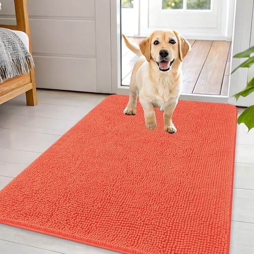 OLANLY Dog Door Mat for Muddy Paws 44x32, Super Absorbent Chenille Mud Mat
