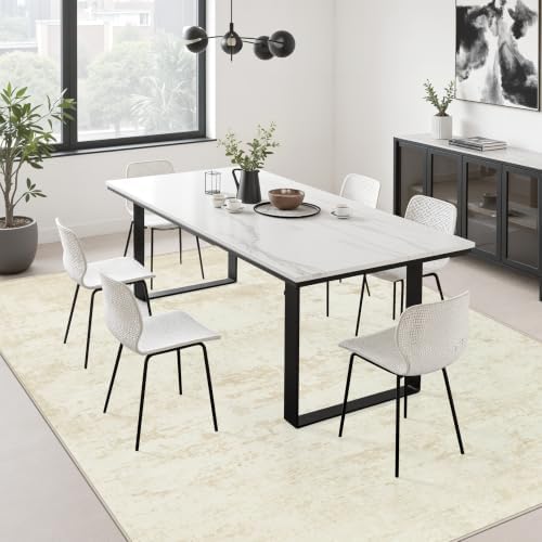 5x8 Area Rug Living Room: Modern Washable Indoor Soft Carpet Beige