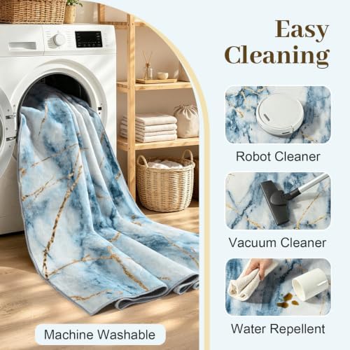 8x10 Washable Non-Slip Area Rug for Living Room (Gold Blue)