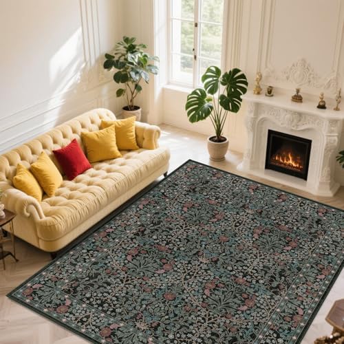10x14 Area Rug for Living Room Washable Carpet (Dark Green)