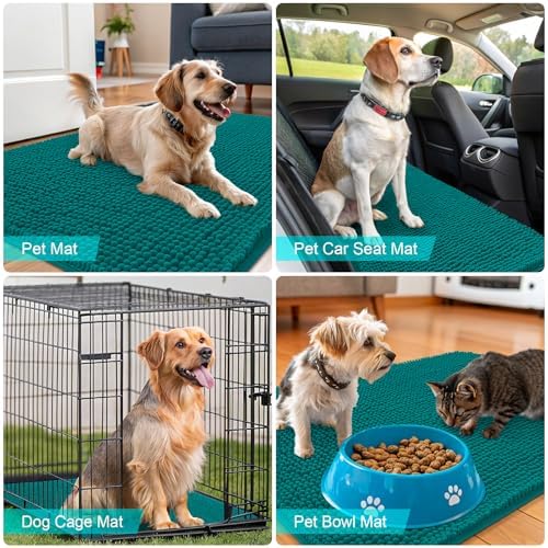 OLANLY Dog Door Mat for Muddy Paws 59x35, Super Absorbent Chenille Mud Mat