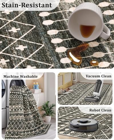 Miukiki 2x3 Entryway Rug Washable Non Slip Moroccan Area Rugs Black