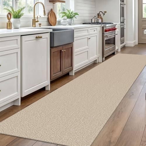 EARTHALL Washable Runner Rug, Non Slip Hallway Runner, 3x10 Ft, Sand/Beige