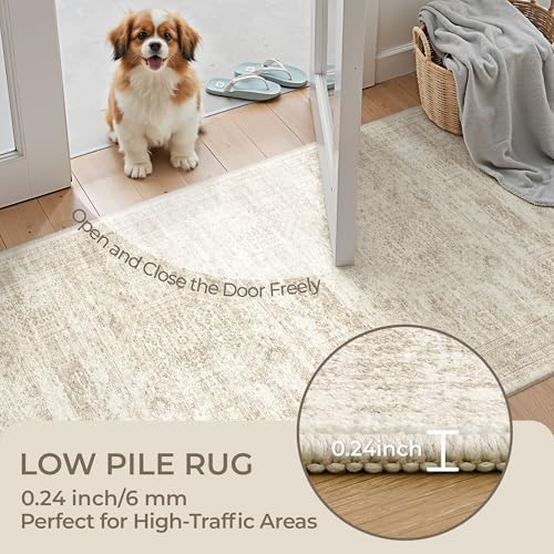 2x12 Runner Rug Non Slip,Washable Hallway Runner Rug,Beige