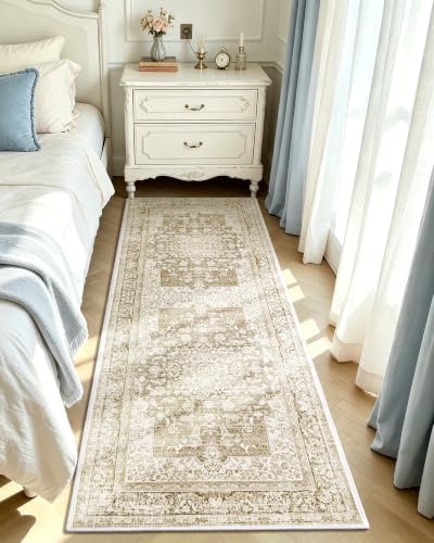 Macgace Washable Vintage Area Rug for Kitchen, 2x6 Khaki Runner Rugs