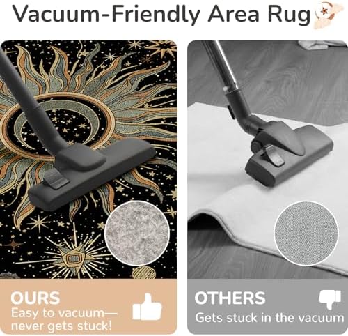 Vacuum-Friendly, 5x8 Washable Area Rug, Black Green Blue