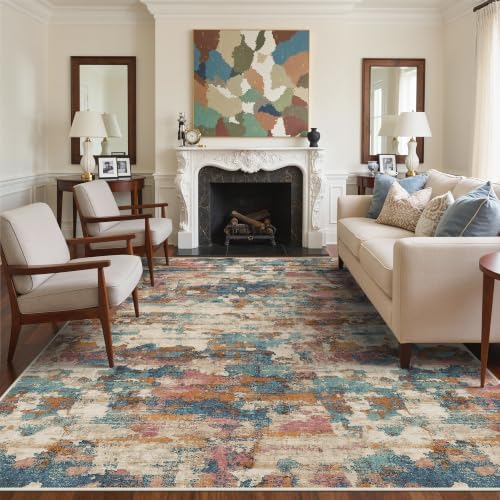 BEIMO 5x7 Area Rugs for Bedroom, Blue Terracotta Washable Abstract Rug