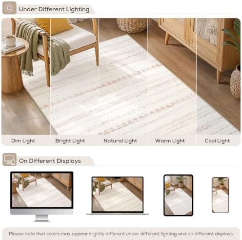 Nakagishi Boho 3x5 Area Rug Living Room Rugs Machine Washable Beige/Brown