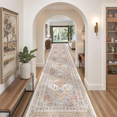 zesthome 3x14 Runner Rug Non Slip,Washable Hallway Runner Rug,Orange