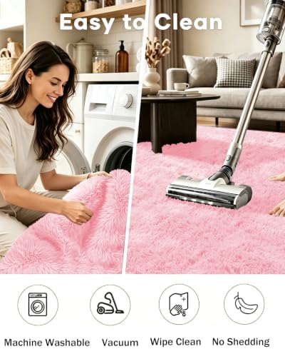 Smiry Area Rugs for Living Room Bedroom 4x5.9 ft, Fluffy Washable Carpet