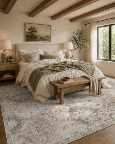 Lahome Green Rugs for Living Room, Farmhouse 8x10 Rugs Under Dining Table