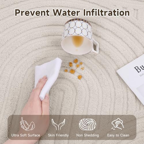 Pauwer 4ft Area Rugs for Living Room, Modern Non Slip Washable Rug, Beige