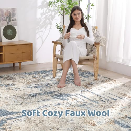 LOONGRUG 8x10 Area Rugs Washable Large Neutral Modern Living Room Rug