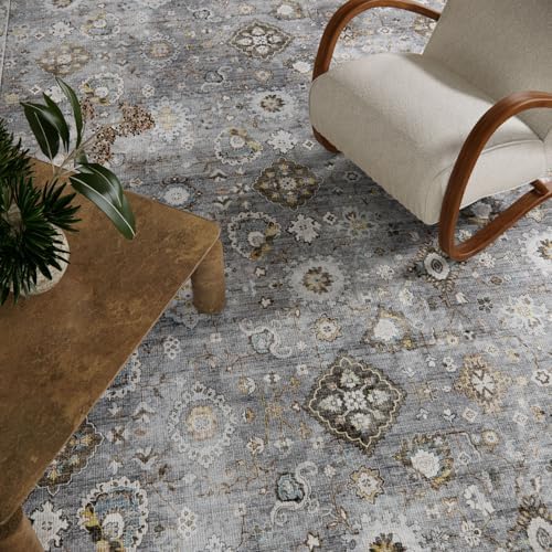 Machine Washable Rug for Living room: 6x9 Area Rugs Boho Vintage Rugs Stain Resistant Non Slip Low Pile Lightweight Soft Carpets for Bedroom Kitchen Dining Room Nursery Kids Room Farmhouse Home Office