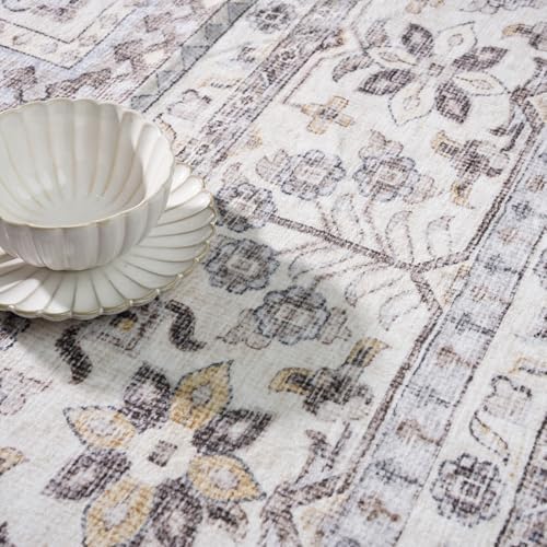 2x5 Runner Rug Washable Vintage: Non Slip Long Kitchen Runners Brown/Beige