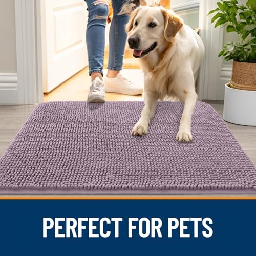 OLANLY Dog Door Mat for Muddy Paws 59x20, Super Absorbent Chenille Mud Mat