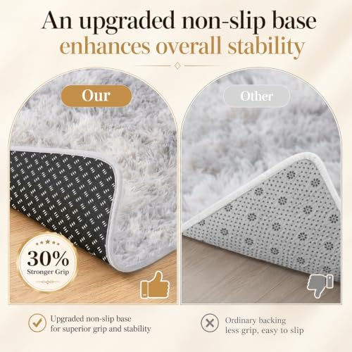 PLHXFR 10x14Area Rugs Living Room: Fluffy Bedroom Shag Rug Light Grey