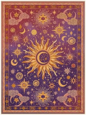 Vacuum-Friendly, 6x9 Washable Area Rug, Purple Red Gold
